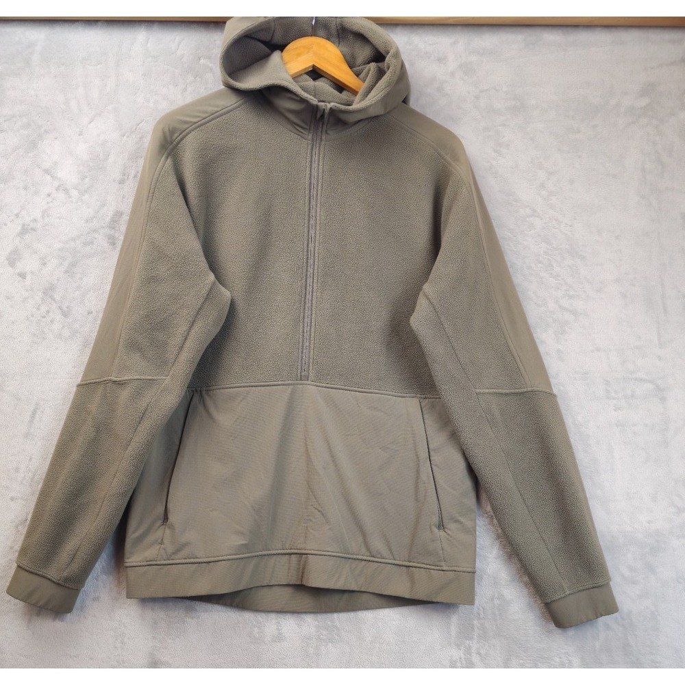 Lululemon Hybrid 1/2 Zip Mens Large Hoodie Jacket Fleece Green Side Zip
